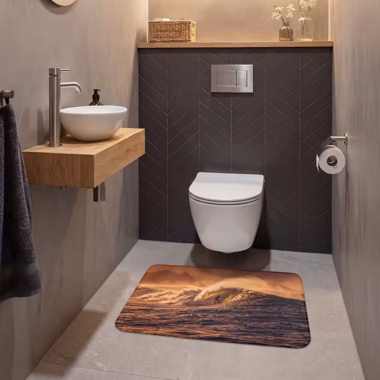 Wc Mat - Surfer - Golf - Oceaan - Sport - Oranje — 2