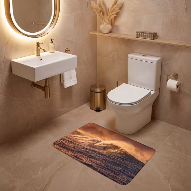 Wc Mat - Surfer - Golf - Oceaan - Sport - Oranje — 4