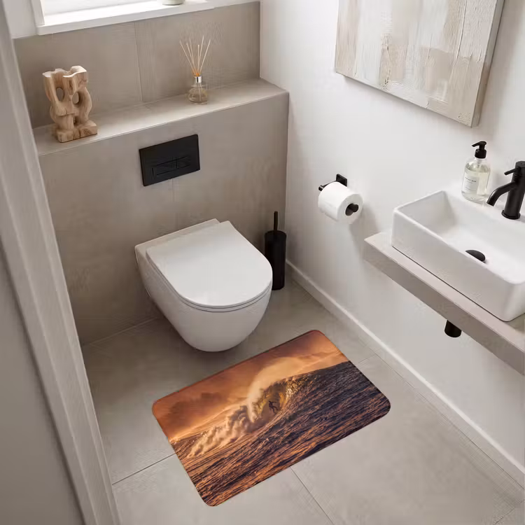 Wc Mat - Surfer - Golf - Oceaan - Sport - Oranje — 6