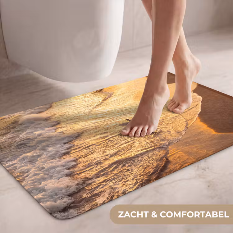 Wc Mat - Surfer - Strand - Zonsondergang - Oceaan - Goud — 7