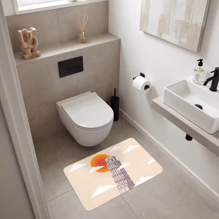 Wc Mat - Toren - Pisa - Architectuur - Minimalistisch - Beige — 6