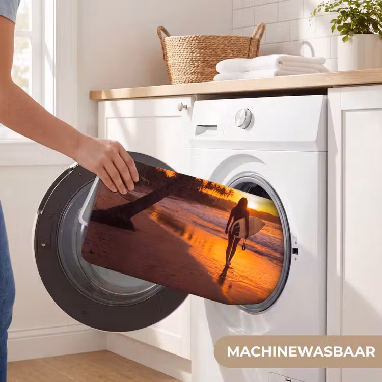 Wc Mat - Vrouw - Surfplank - Strand - Zonsondergang - Oranje — 5