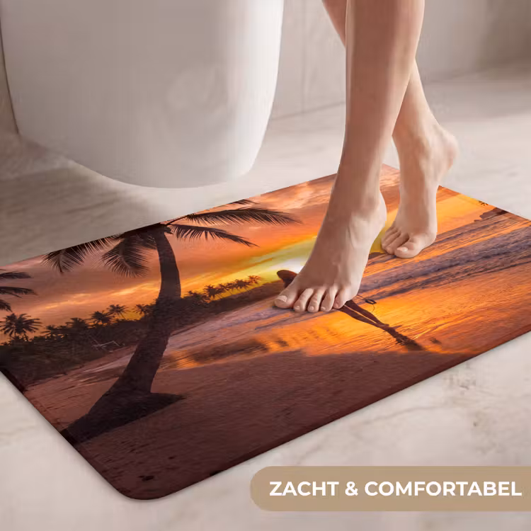 Wc Mat - Vrouw - Surfplank - Strand - Zonsondergang - Oranje — 7