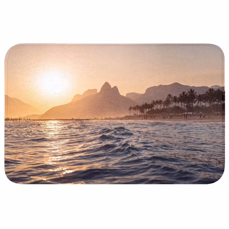 Wc Mat - Zee - Golven - Zonsondergang - Kust - Goud — 1