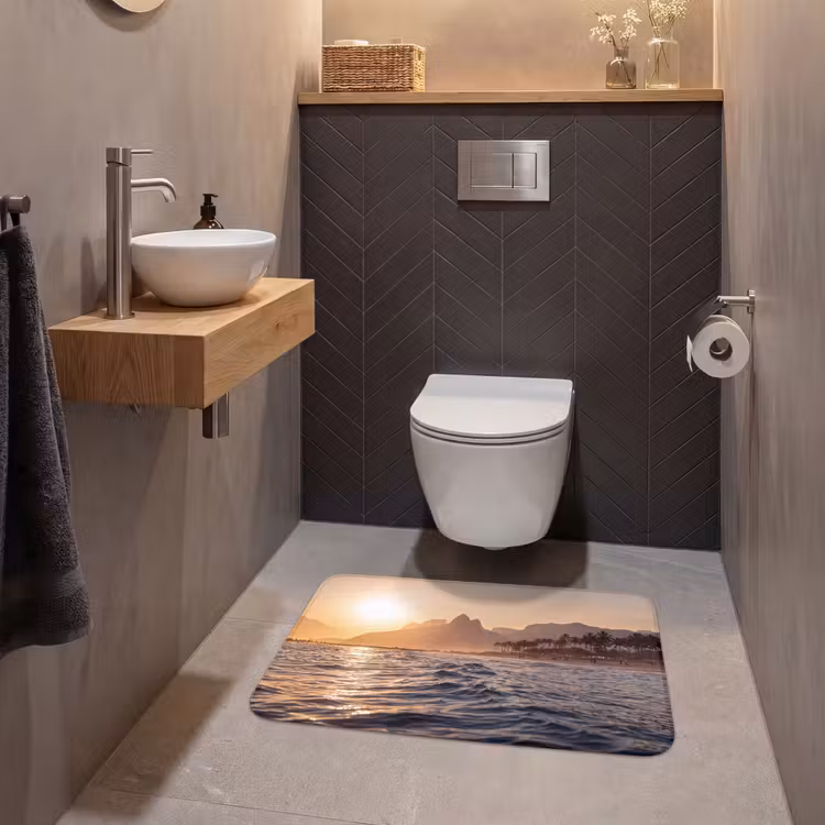 Wc Mat - Zee - Golven - Zonsondergang - Kust - Goud — 2