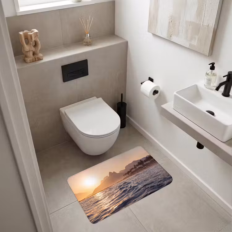 Wc Mat - Zee - Golven - Zonsondergang - Kust - Goud — 6