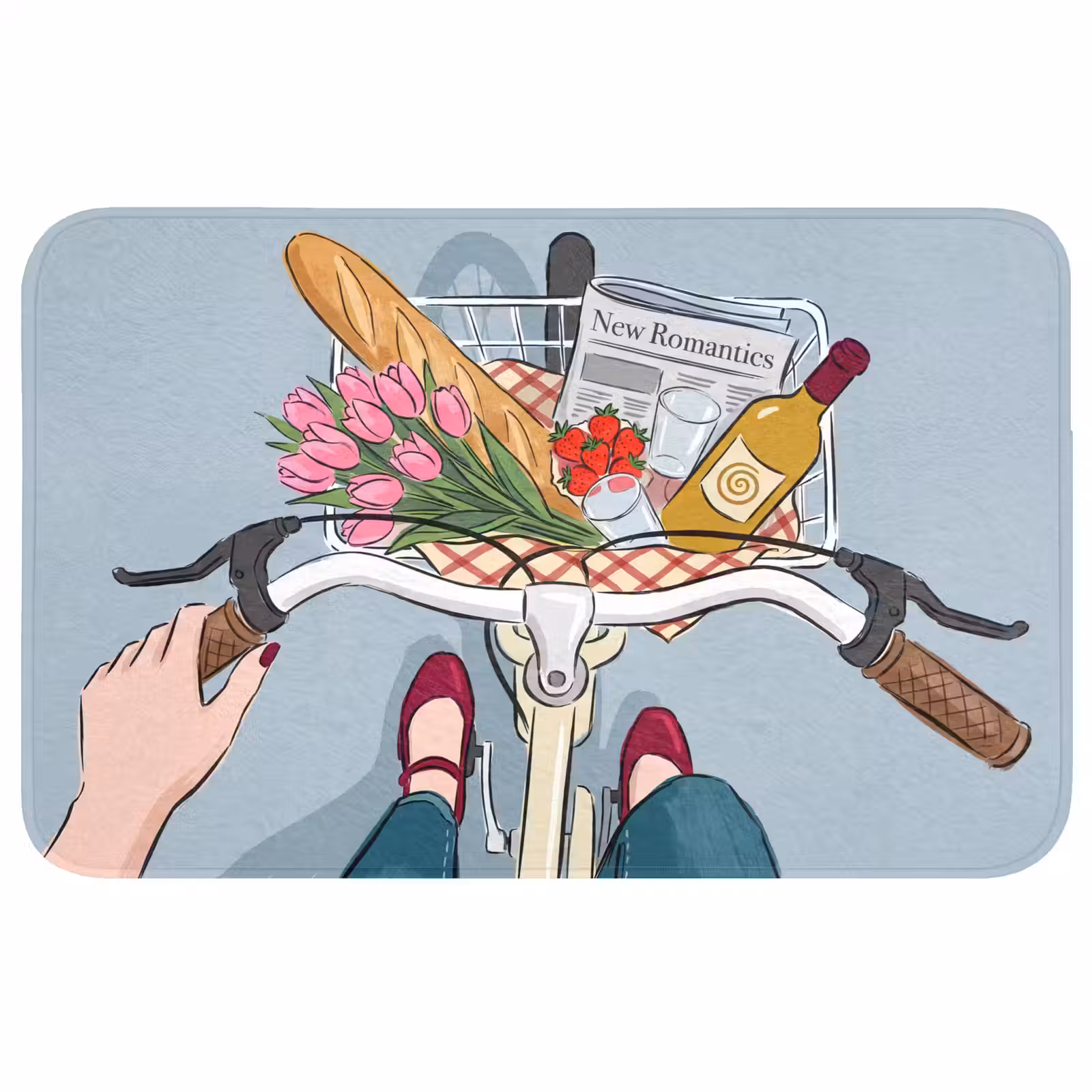 Wc Mat - Fiets - Picknick - Zomer - Illustratie — 1
