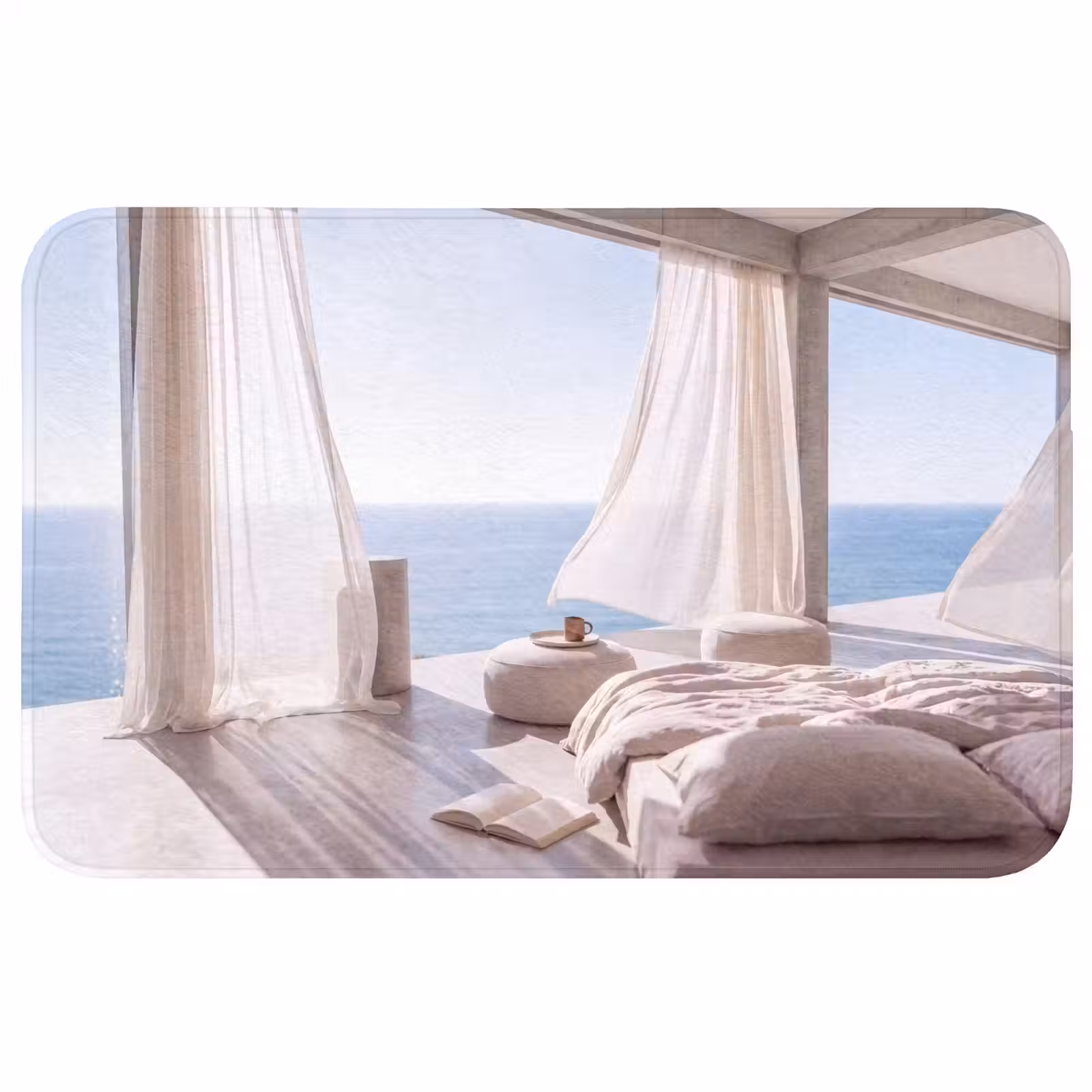 Wc Mat - Interieur - Zeezicht - Modern - Rust - Beige — 1