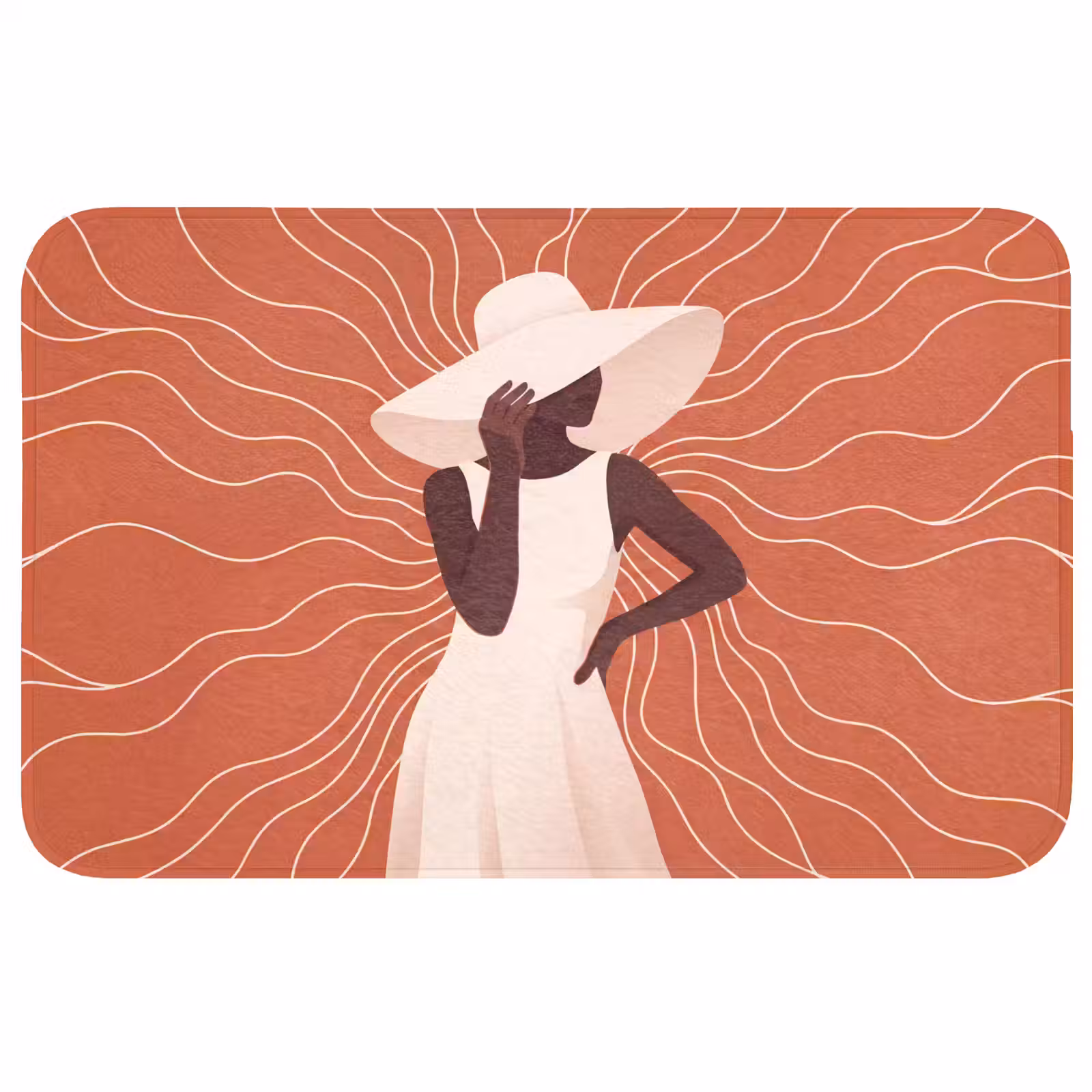 Wc Mat - Vrouw - Hoed - Portret - Modern - Beige — 1