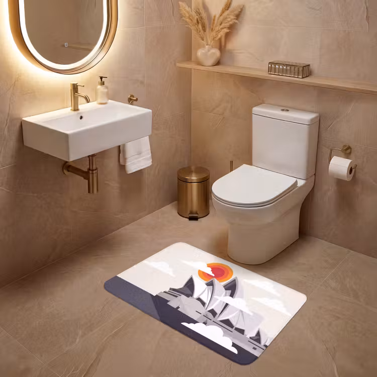 Wc Mat - Architectuur - Stadsgezicht - Modern - Grijs - Oranje — 4