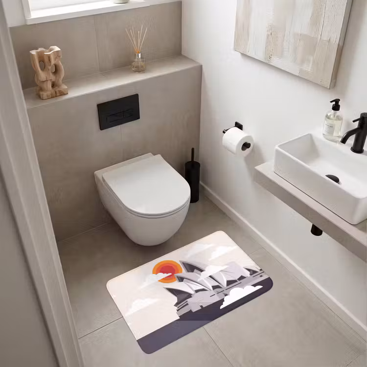 Wc Mat - Architectuur - Stadsgezicht - Modern - Grijs - Oranje — 6