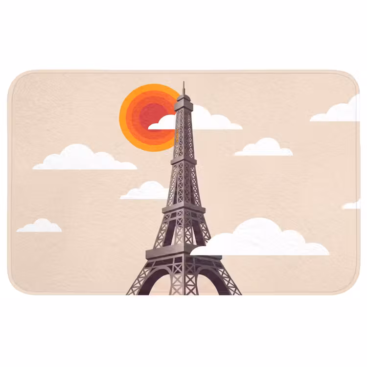 Wc Mat - Eiffeltoren - Zon - Architectuur - Abstract - Beige — 1