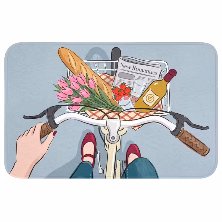 Wc Mat - Fiets - Picknick - Zomer - Illustratie — 1