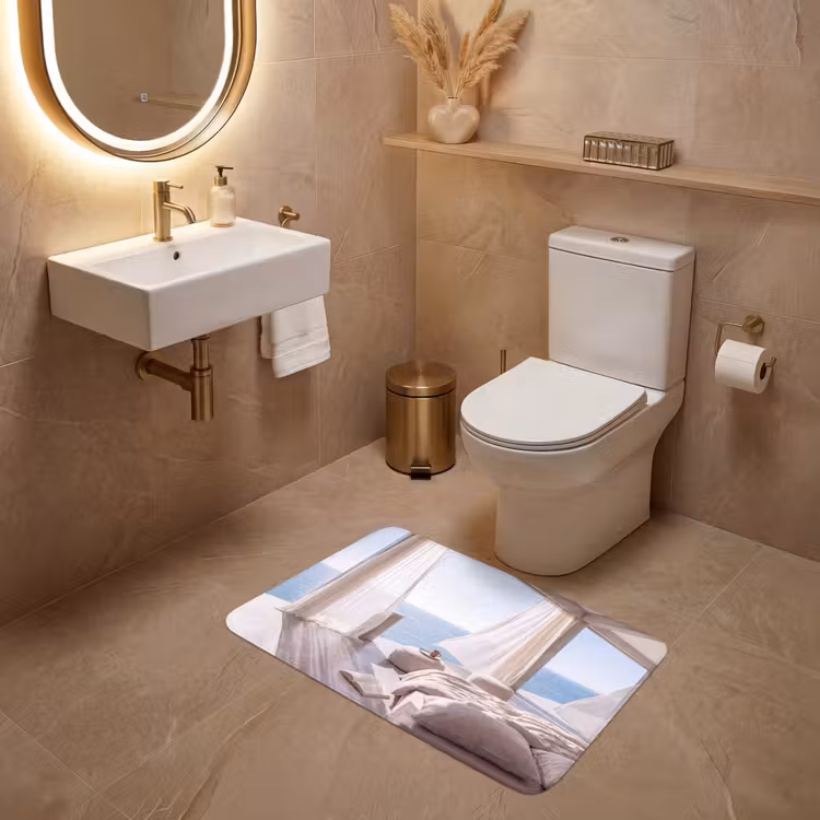 Wc Mat - Interieur - Zeezicht - Modern - Rust - Beige — 4