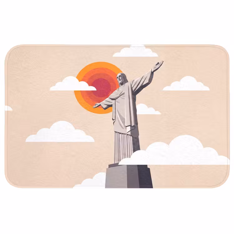 Wc Mat - Monument - Stad - Zonsondergang - Minimalistisch - Oranje — 1