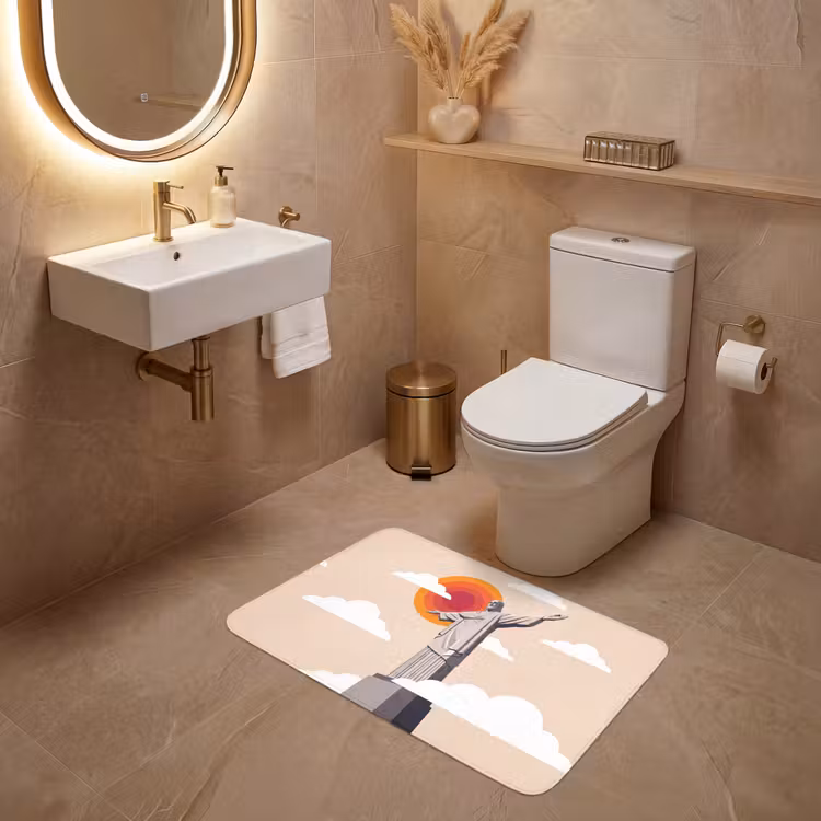 Wc Mat - Monument - Stad - Zonsondergang - Minimalistisch - Oranje — 4