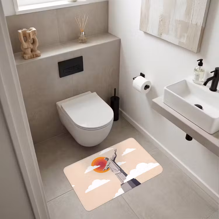 Wc Mat - Monument - Stad - Zonsondergang - Minimalistisch - Oranje — 6