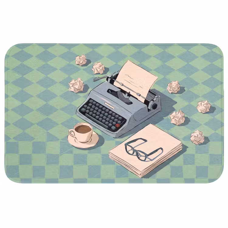 Wc Mat - Typemachine - Kantoor - Vintage - Illustratie - Groen — 1