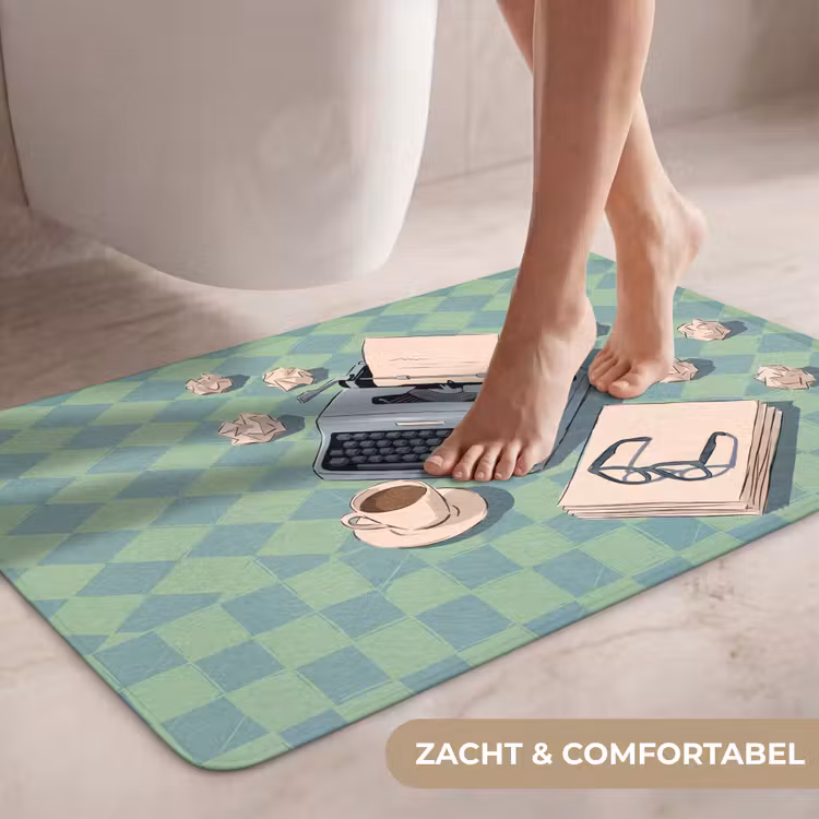 Wc Mat - Typemachine - Kantoor - Vintage - Illustratie - Groen — 7