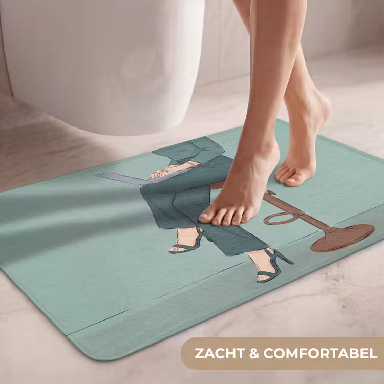 Wc Mat - Vrouw - Laptop - Zittend - Illustratie - Groen — 7