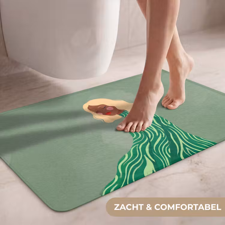 Wc Mat - Vrouw - Portret - Illustratie - Modern - Groen — 7