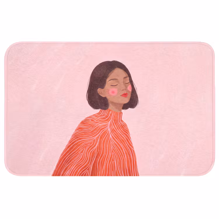 Wc Mat - Vrouw - Portret - Modern - Kunst - Roze — 1
