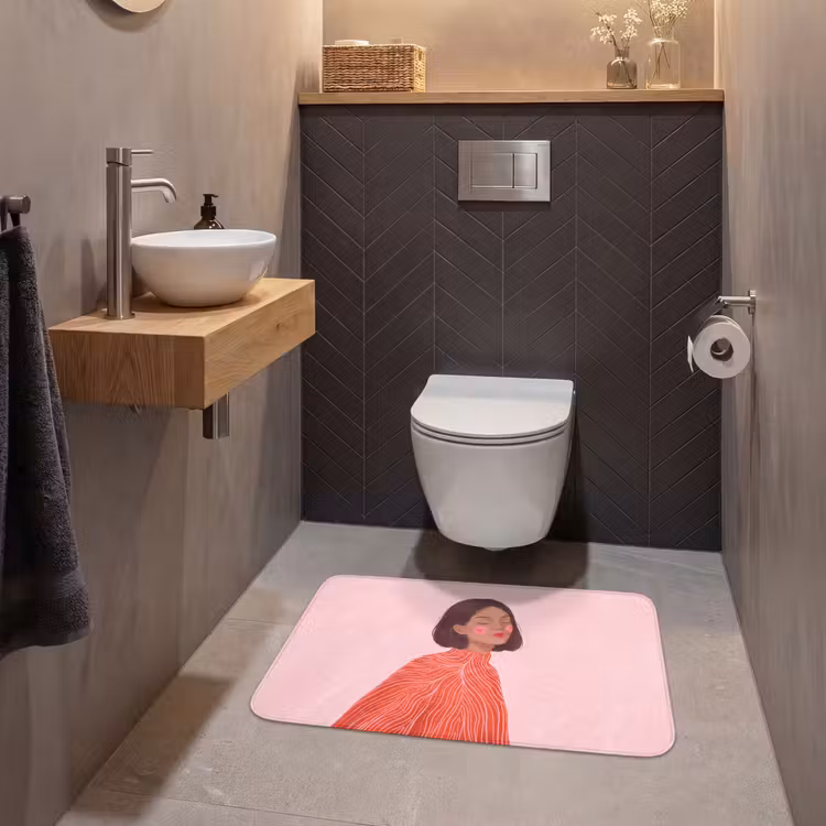Wc Mat - Vrouw - Portret - Modern - Kunst - Roze — 2