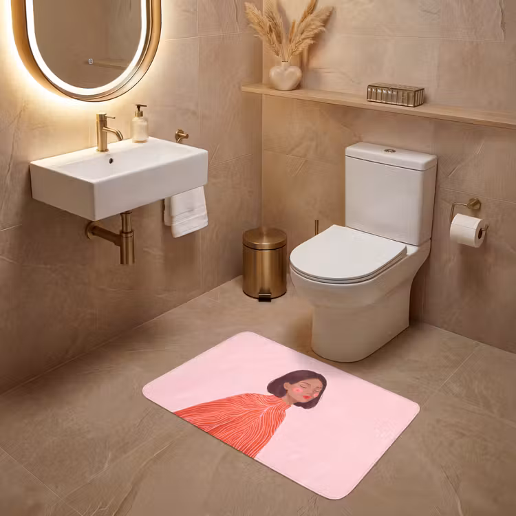 Wc Mat - Vrouw - Portret - Modern - Kunst - Roze — 4