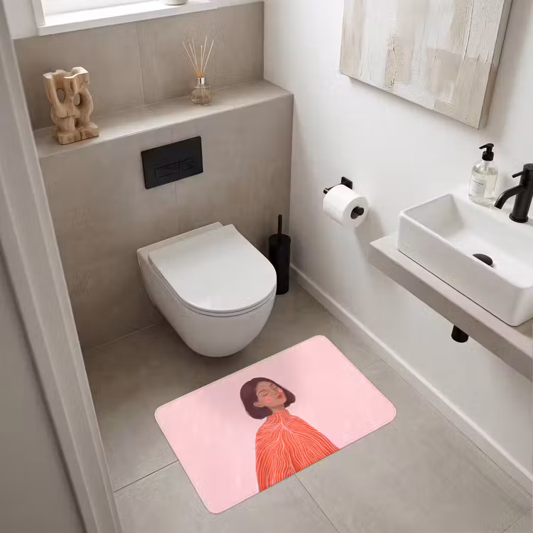 Wc Mat - Vrouw - Portret - Modern - Kunst - Roze — 6
