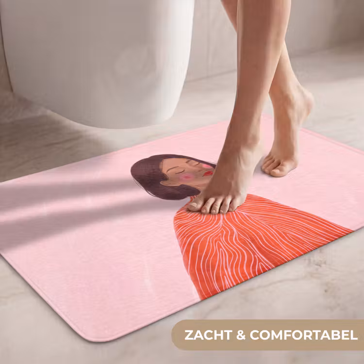 Wc Mat - Vrouw - Portret - Modern - Kunst - Roze — 7