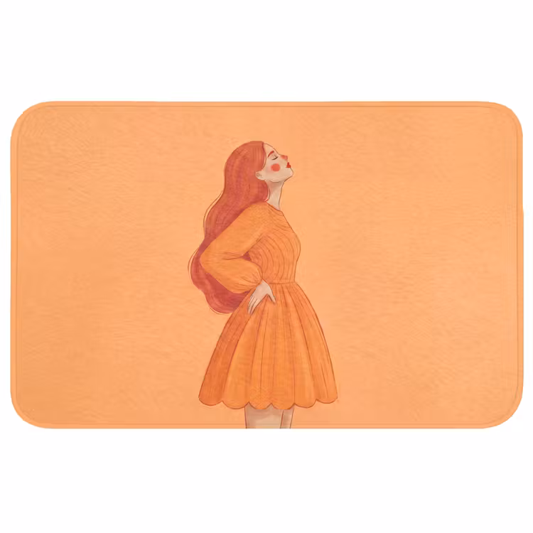 Wc Mat - Vrouw - Profiel - Mensen - Modern - Oranje — 1