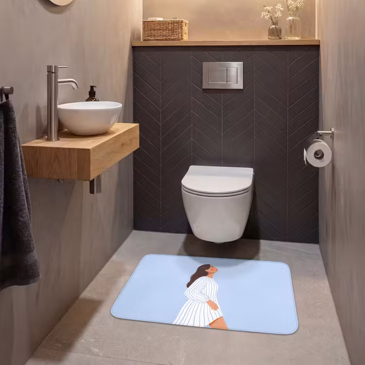 Wc Mat - Vrouw - Profiel - Rust - Modern - Illustratie — 2