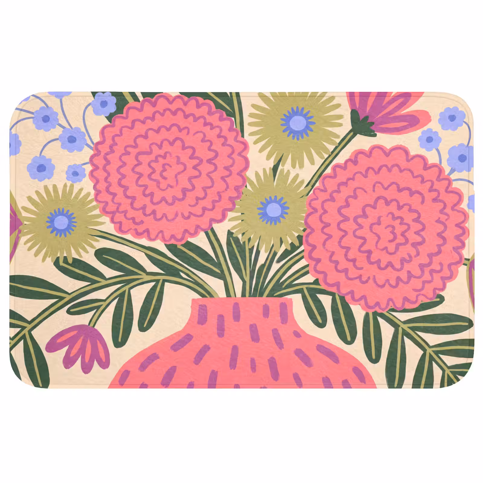 Wc Mat - Bloemen - Boeket - Natuur - Abstract - Roze — 1