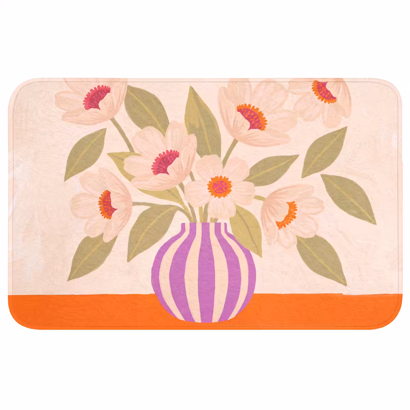 Wc Mat - Bloemen - Vaas - Abstract - Paars - Oranje — 1