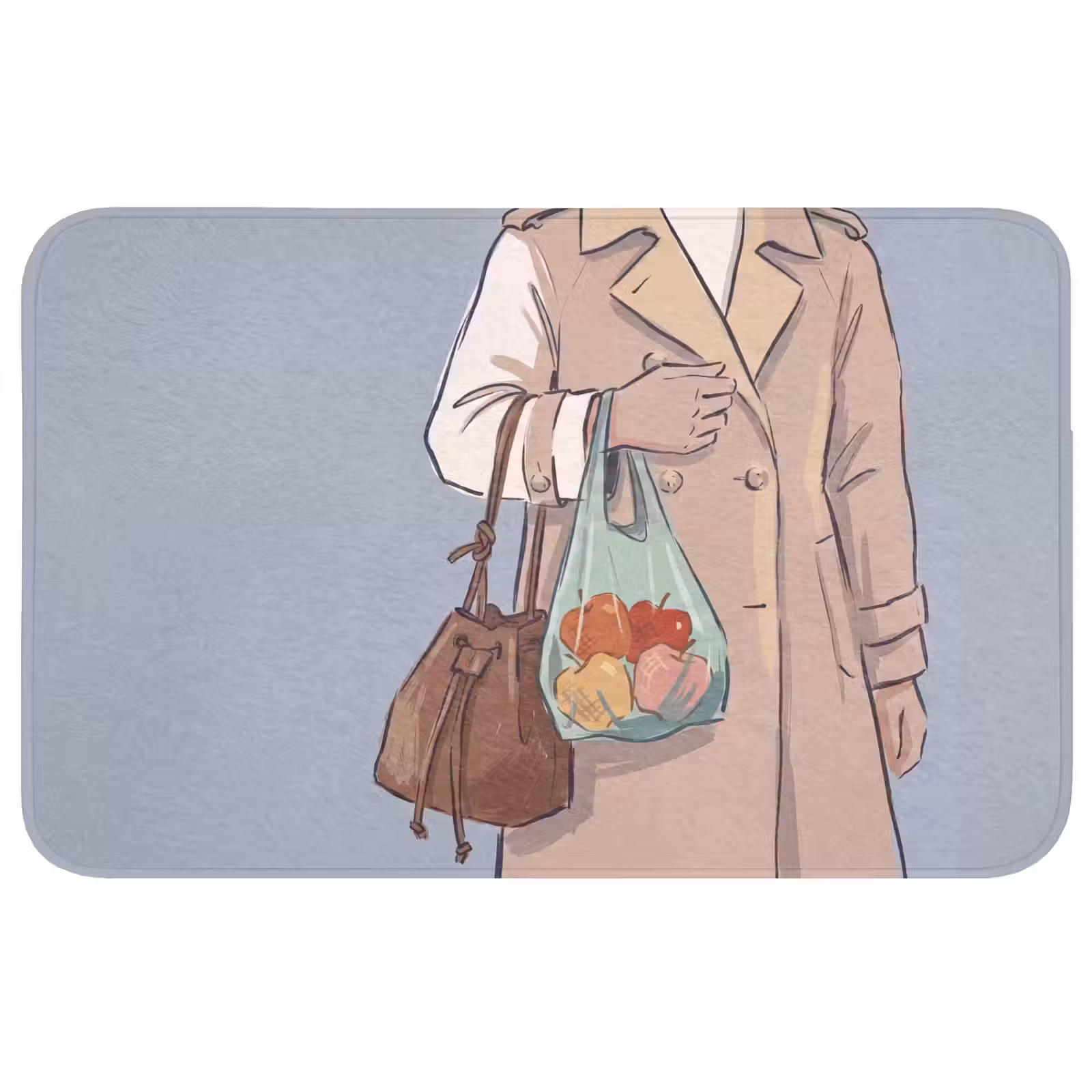 Wc Mat - Mensen - Boodschappen - Stadsleven - Modern - Kleurrijk — 1