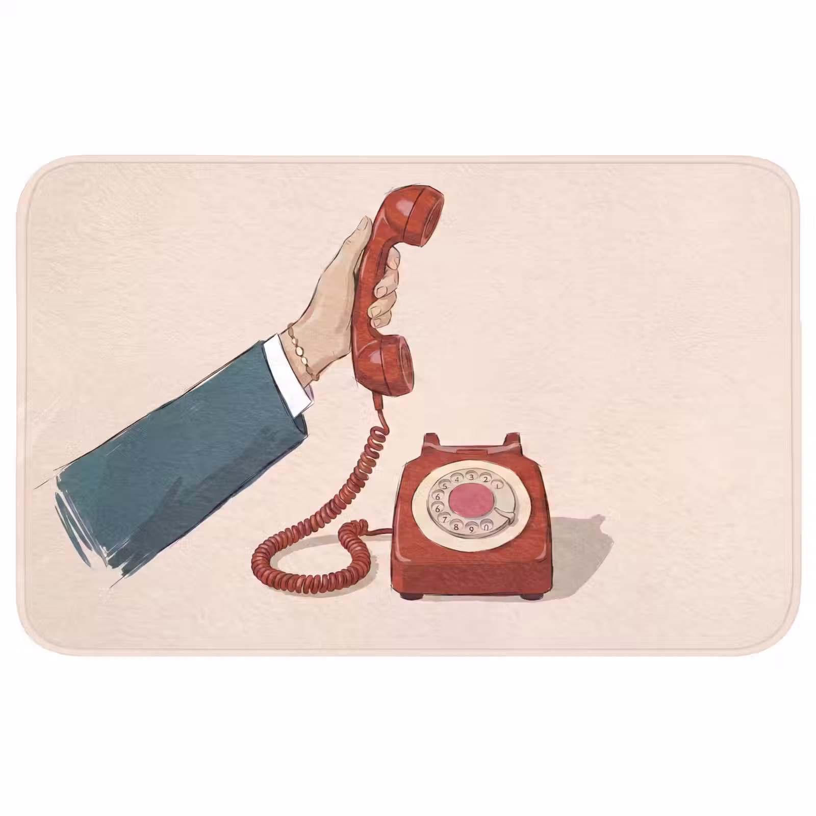 Wc Mat - Telefoon - Hand - Vintage - Communicatie - Rood — 1
