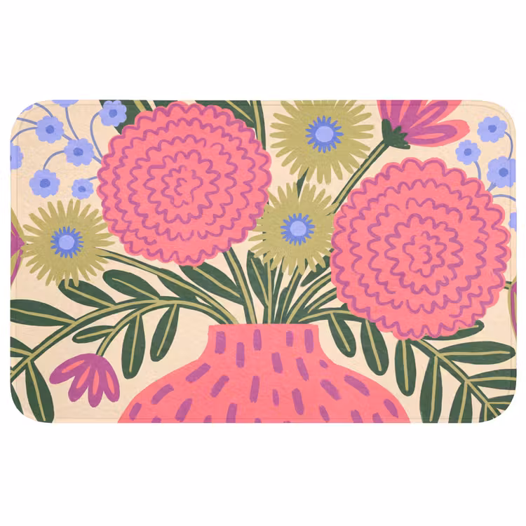 Wc Mat - Bloemen - Boeket - Natuur - Abstract - Roze — 1