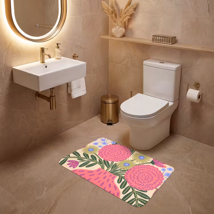 Wc Mat - Bloemen - Boeket - Natuur - Abstract - Roze — 4