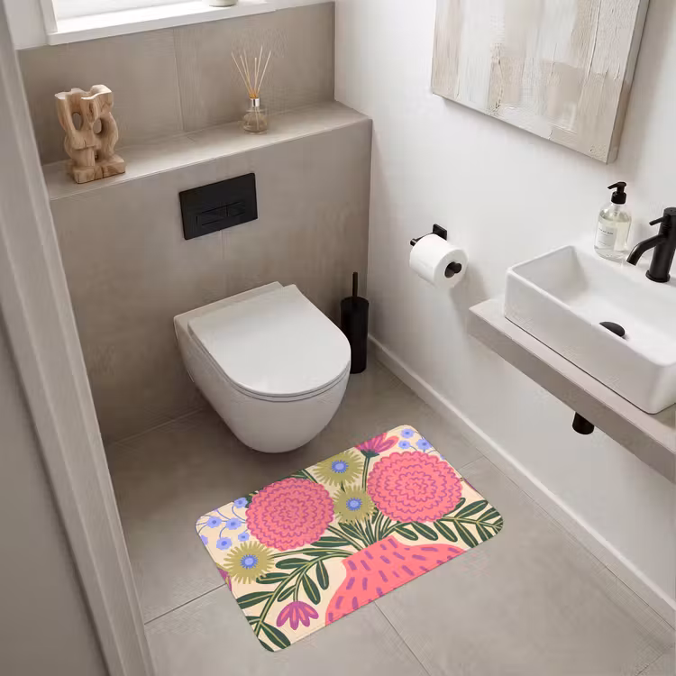 Wc Mat - Bloemen - Boeket - Natuur - Abstract - Roze — 6