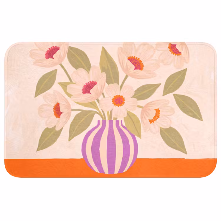 Wc Mat - Bloemen - Vaas - Abstract - Paars - Oranje — 1