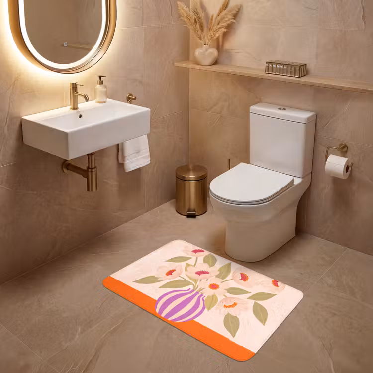 Wc Mat - Bloemen - Vaas - Abstract - Paars - Oranje — 4