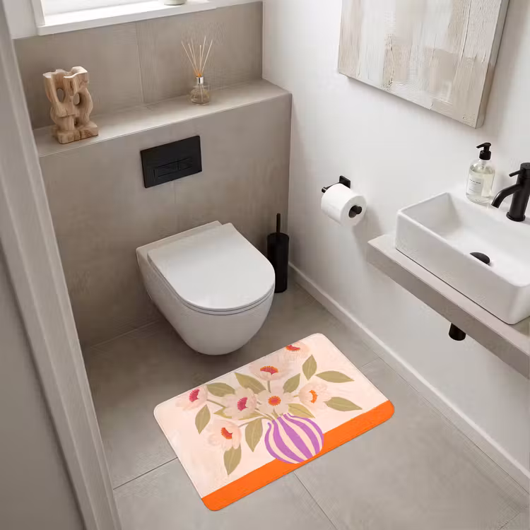 Wc Mat - Bloemen - Vaas - Abstract - Paars - Oranje — 6