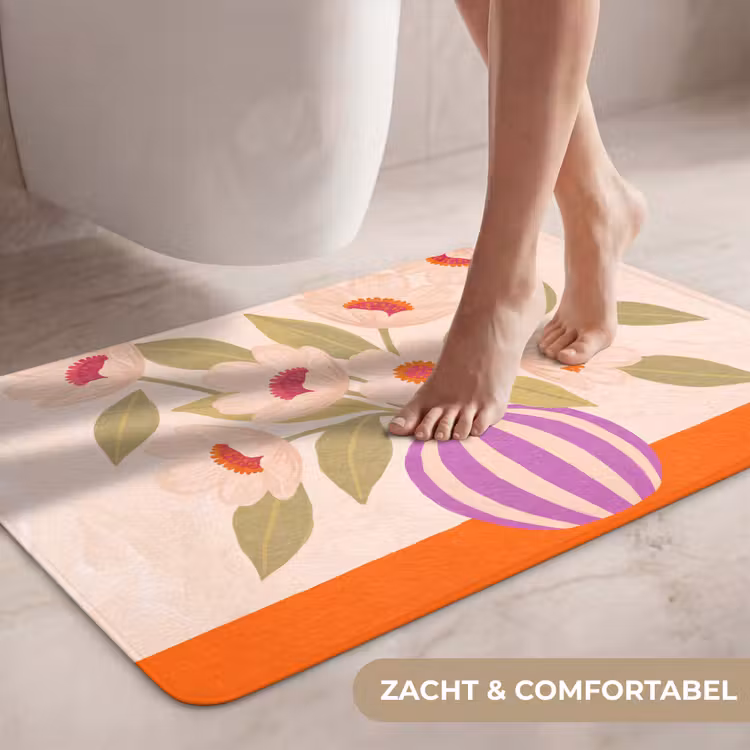 Wc Mat - Bloemen - Vaas - Abstract - Paars - Oranje — 7