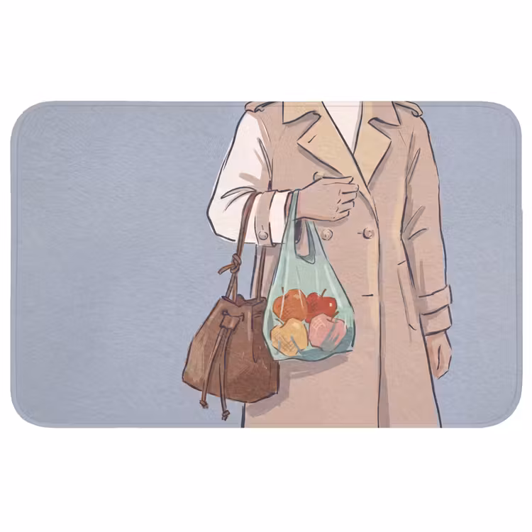 Wc Mat - Mensen - Boodschappen - Stadsleven - Modern - Kleurrijk — 1