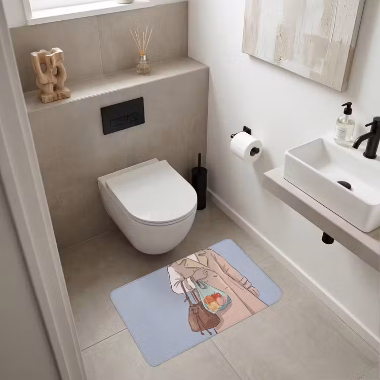 Wc Mat - Mensen - Boodschappen - Stadsleven - Modern - Kleurrijk — 6
