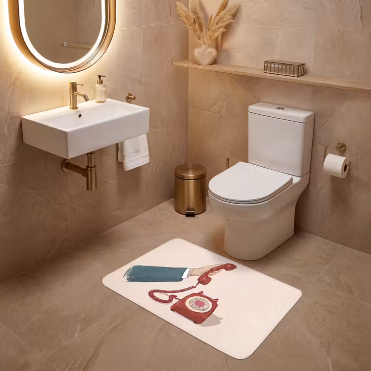 Wc Mat - Telefoon - Hand - Vintage - Communicatie - Rood — 4