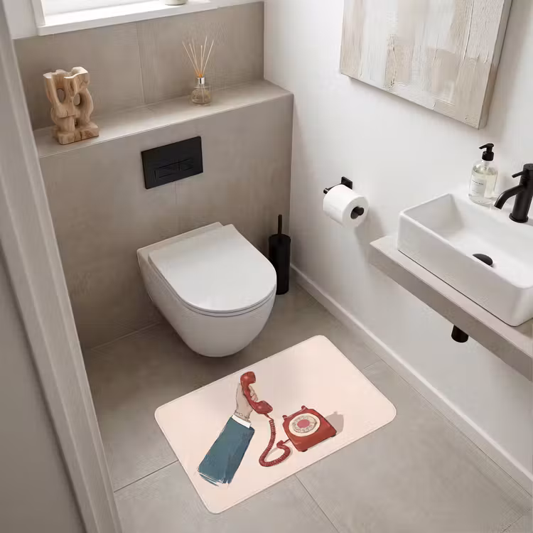 Wc Mat - Telefoon - Hand - Vintage - Communicatie - Rood — 6