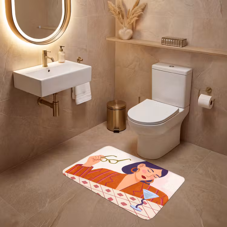 Wc Mat - Vrouw - Bril - Cocktail - Illustratie - Modern — 4