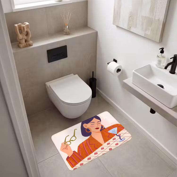 Wc Mat - Vrouw - Bril - Cocktail - Illustratie - Modern — 6