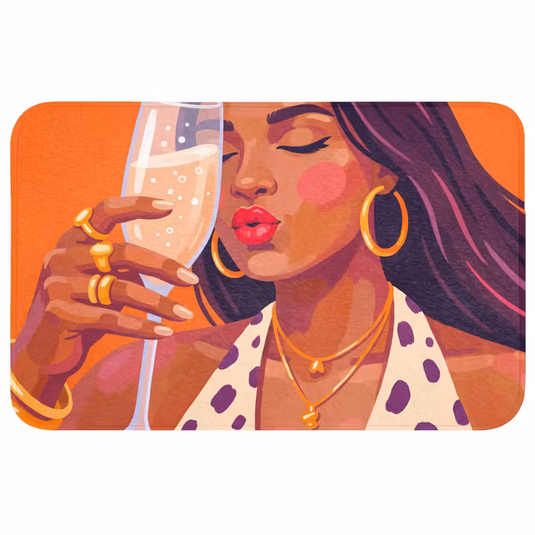 Wc Mat - Vrouw - Champagne - Feest - Modern - Oranje — 1